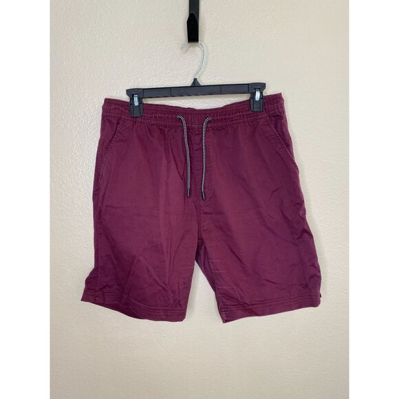 Michael Brandon Essentials Mens Burgundy Drawstring Shorts Size L Cotton Blend - Picture 1 of 7